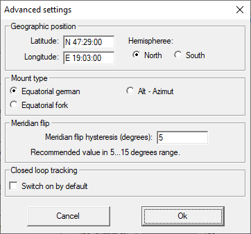 Advanced settings in MCConfig.